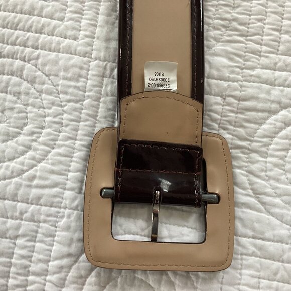 Wide Brown & Beige Giraffe Print Belt With Large Square Buckle Size M - Picture 5 of 11